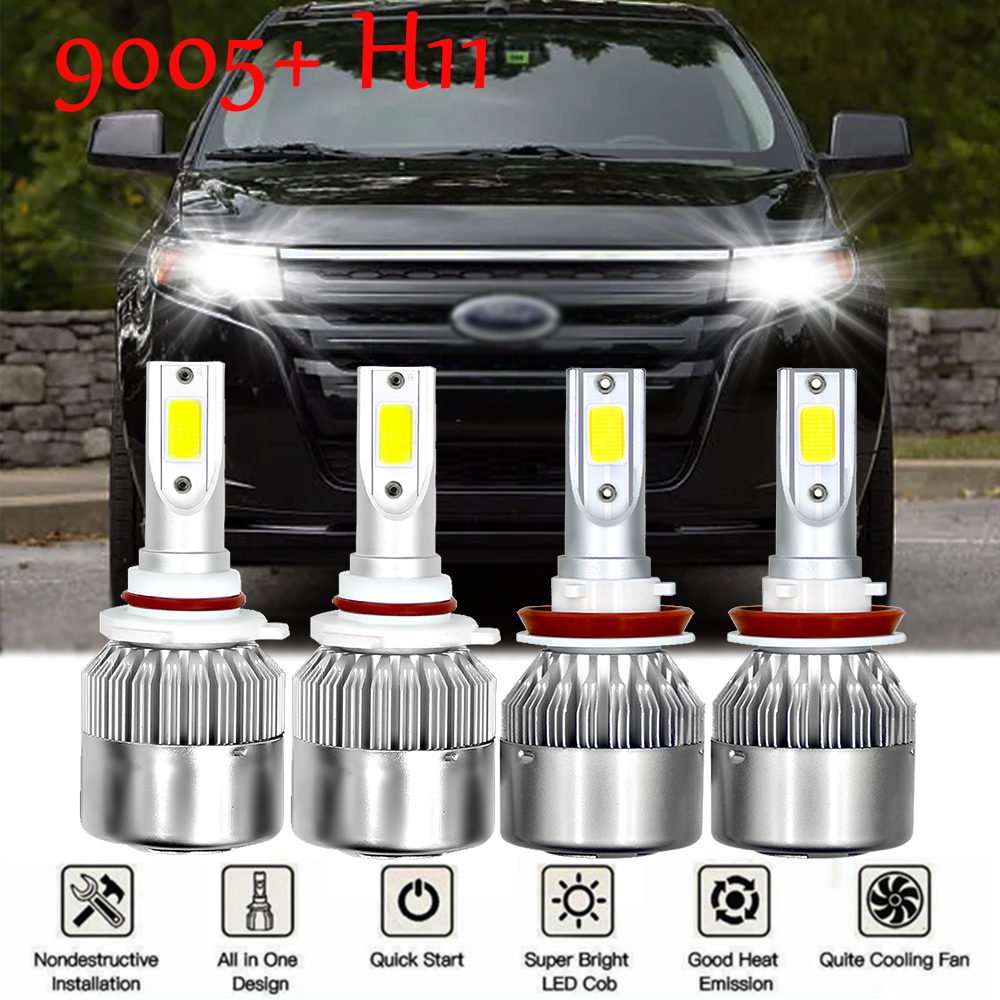 4x LED Headlight Bulbs Combo 6000K For Ford EDGE 2015 2016 2017 2018 2019 2020