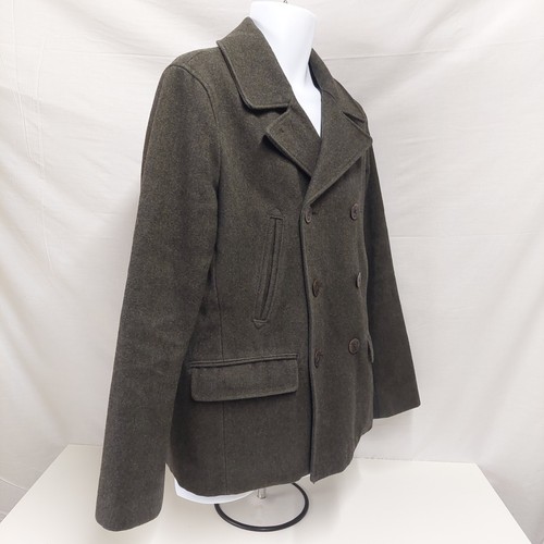 Cappotto uomo GAP lana pavone oliva profondo MEDIUM militare navale VINTAGE Y2K - Foto 2 di 15
