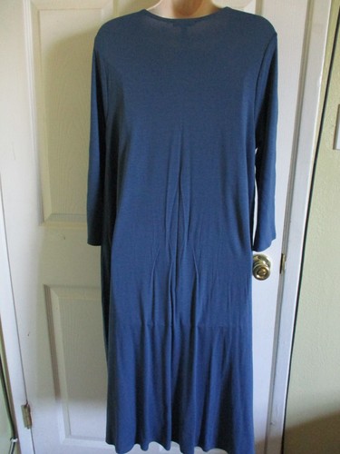 SZ PL Eileen Fisher DENIM Lightweight Viscose Jersey Round Neck K/L Dress NWT - Picture 3 of 3