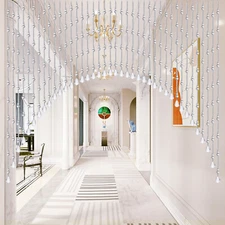 40 Strings Arched Beaded Valance Crystal Beaded Curtain Entrance Decor (80"x35")