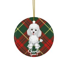 White Poodle Ornament Christmas Gift Tree Decoration Mom Dad Poodle Hanging