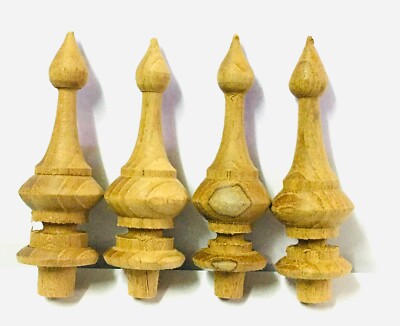4Pcs Wooden Teak Unpainted finials  Antique Clock Furniture Home Decor DIY