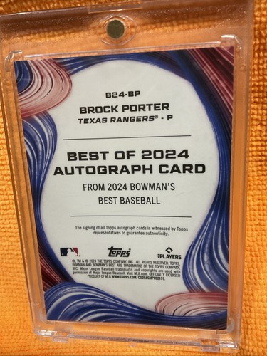 Brock Porter 2024 Bowman's Best #B24-BP Auto Orange Refractor/25 Ranger Prospect - Picture 6 of 7