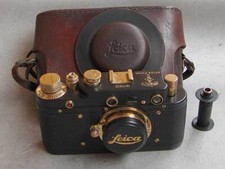 Leica III Afrika Korps copy black-gold in leather case Zorki copy 