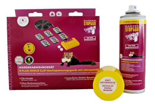 STOP & GO Hochspannungs Marderabwehrgerät 8 Plus-Minus CLIP+ Duftmarkenentferner - Bild 1 von 5
