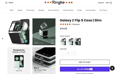 New in package.   Ringke phone cover for samsung galaxy fold5 slim black