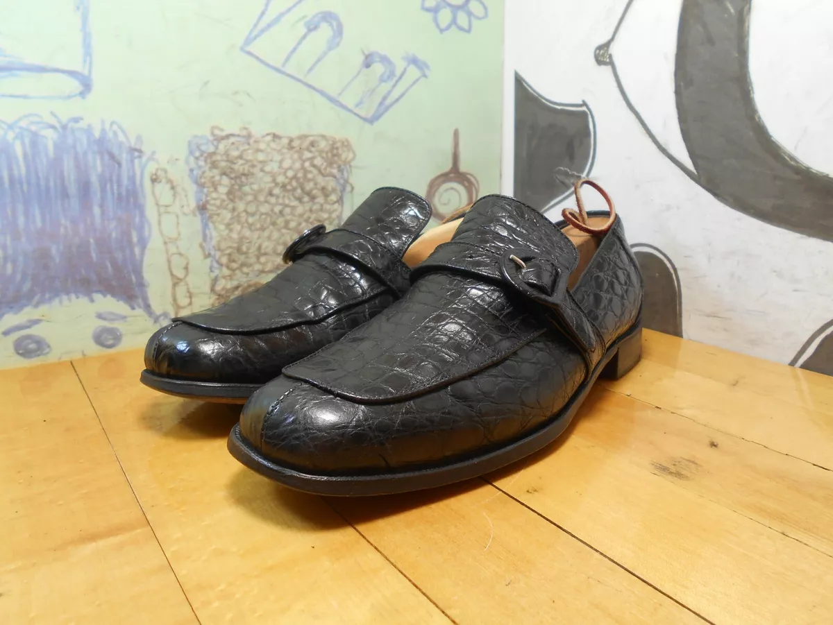 Truly Vintage Edwin Clapp Black Alligator Loafers Men's 8 (see msmts) VERY NICE!