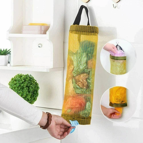 Grocery Bag Holder Shopping Plastic Bags Dispenser Wall Mount Hanging Storage UK - Photo 6 sur 15