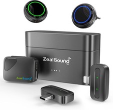 ZealSound M19 Wireless Lavalier Microphone Kit, 2.4GHz Mic, 40H Battery