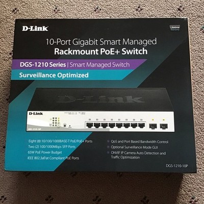 D-Link DGS-1210-10P Smart Managed Gigabit PoE+ Rackmount Switch RJ-45/SFP