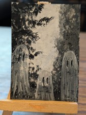 ACEO original acrylic Victorian ghosts antique ghost painting by Sarah Farmer