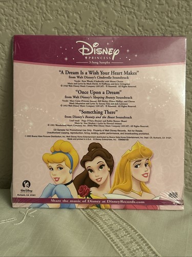 Sealed Disney Princess 3-Song Sampler Promo Music 1CD Sleeping Beauty Cinderella - Foto 1 di 2
