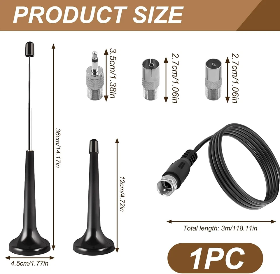 Antenna Radio FM E DAB Interna per Stereo Hifi Da Casa, Base Magnetica 75 Ohm, C - Immagine 2 di 4