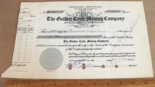 THE GOLDEN CYCLE MINING CO STOCK CERTIFICATE 1915 Bull Hill Cripple Creek