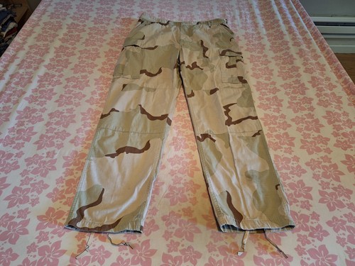 US Army 3-Color Desert Camouflage Pattern Combat Trousers Size Large-Long Used