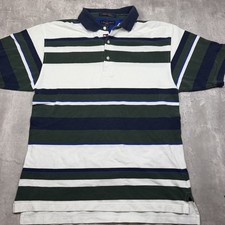Vintage Tommy Hilfiger Golf Polo 90s Y2K Green White Striped Short Sleeve Patch