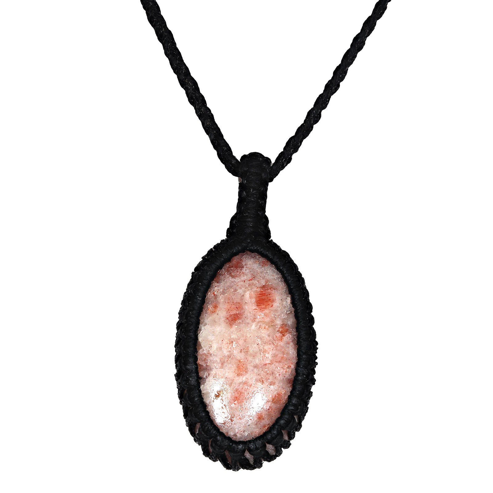 Sunstone Macrame Necklace Handmade Natural Bohemian Crystal Choker Healing