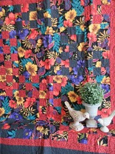 HAND MADE PATCHWORK QUILT LAP, TABLE, WALL HANGING, 38"X43", NEW, QUALITY FABRIC