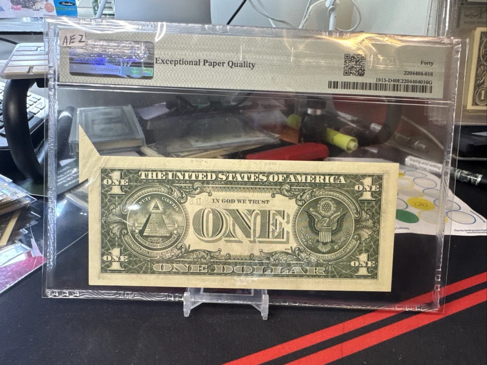 🦋 $1 1988A FRN ( CLEVELAND “D”) BUTTERFLY FOLD ERROR ( PMG 40 EPQ ) - Image 4 of 4