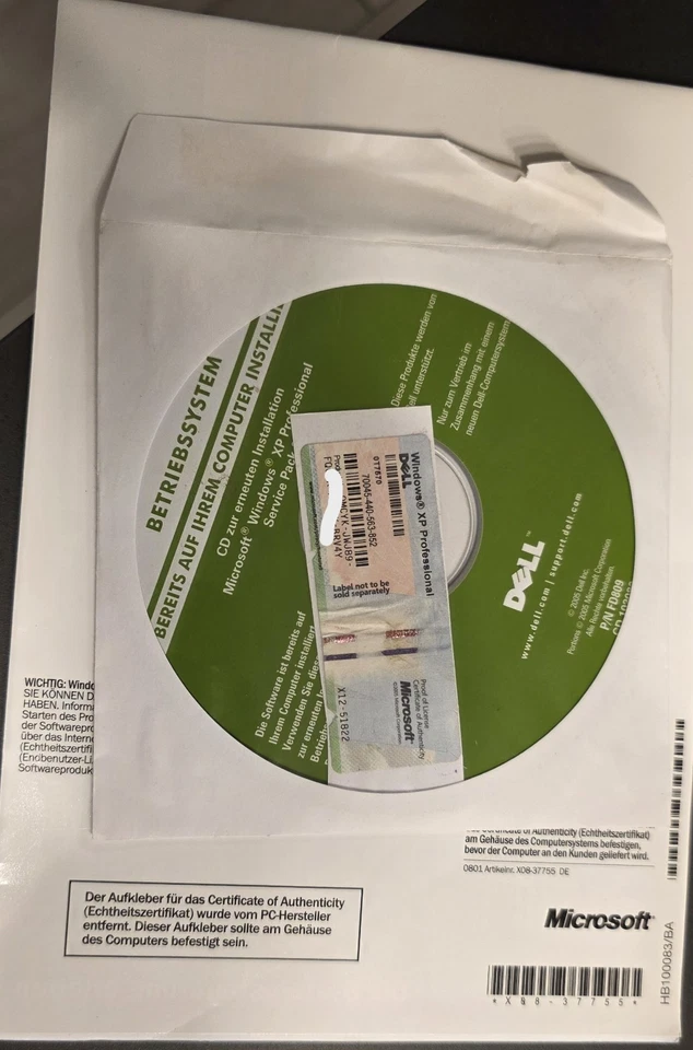 Microsoft Windows XP Professional  Deutsch , DELL gelabelt - Bild 3 von 4