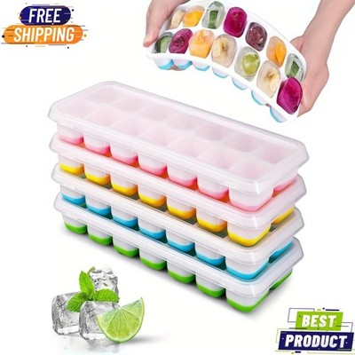 4 Stück Silikon Eiswürfelschalen Stapelbar Leicht Lösbar BPA Frei Cocktail Gefrierschrank
