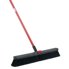 Push Broom 24in Smooth Surface Soft Bristle Steel Handle Fine Dust Garage Floor