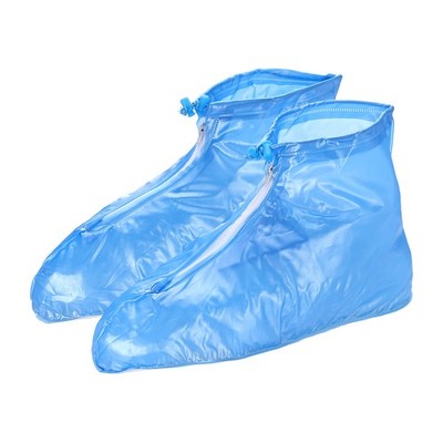 Waterproof Shoes Cover XXXL Overshoes Rain Galoshes with Zipper Blue