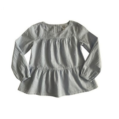Carter's Girl's 5T Light Blue & White Striped Peplum Cotton Long Sleeves Blouse