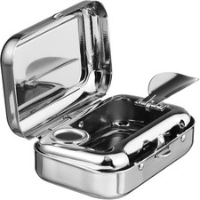 Pocket Ashtray Mini Portable Ash Tray Metal Cigar Ashtrays with 6x4cm, White 