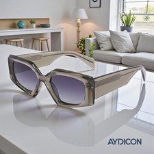 Aydicon Trendy Crystal Grey green Square Polarized Women's Sunglasses UV 400 53