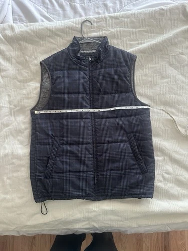 Robert Graham X Collection Puffer Vest Mens Large Navy Blue Glen Plaid Full Zip image 3