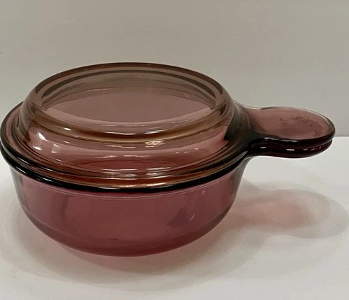 Corning Ware GRAB-IT Vision Cranberry Bowl V-150-B With Glass Lid Vintage