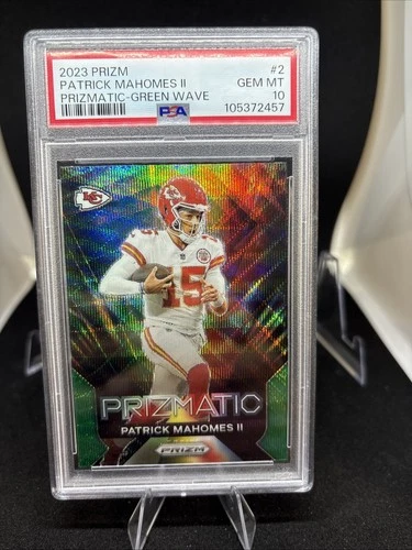 2023 Panini Prizm #2 PATRICK MAHOMES Prizmatic Green Wave PSA 10 GEM MINT Chiefs
