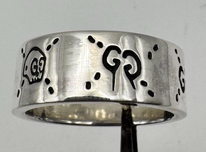 Gucci Solid Sterling Silver Ghost Band Ring 24 Si… - image 5