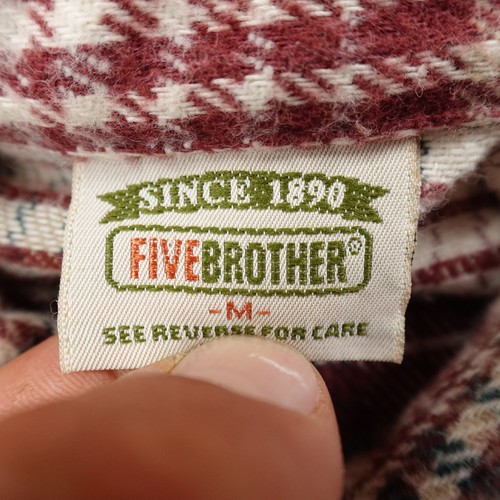 VTG Five Brother Shirt Mens M Red Green Plaid Flannel Button Up Workwear 90s USA - Picture 3 of 8
