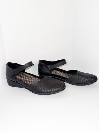 Scarpe comode REVERE Osaka Mary Jane mocassino in pelle nero cuscino orto largo 12 - Foto 6 di 15