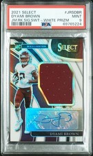 🏈2021 Panini Select - Dyami Brown RPA White Prizm 68/75 PATCH &✍️AUTO PSA 9;