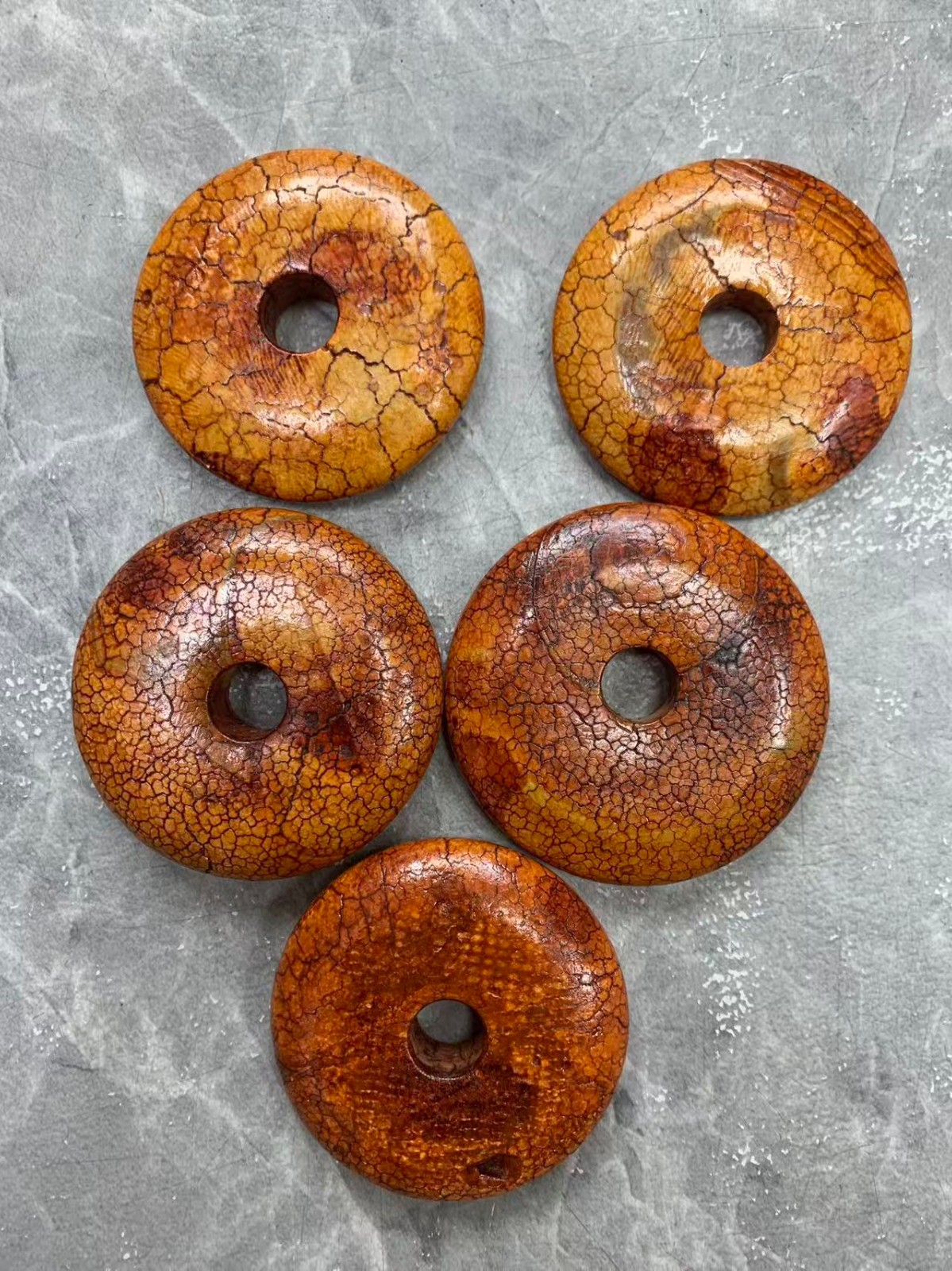 5Pcs Excellent Pure Tibetan Dragon Vein Old Natural Agate Dzi Disc Bead/Pendants