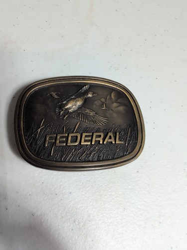 Vintage Federal Munition Gewehr Ente Jagd Gürtelschnalle Indiana Metall Handwerk
