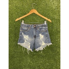 Kendall Kylie "The Icon Short" High-Rise Cut-Off Denim Shorts - Blue - Sz 3/26