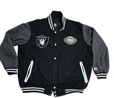 NFL Team Apparel Oakland Raiders Varsity Style Bomber Jacket Mens Sz XXL Rare
