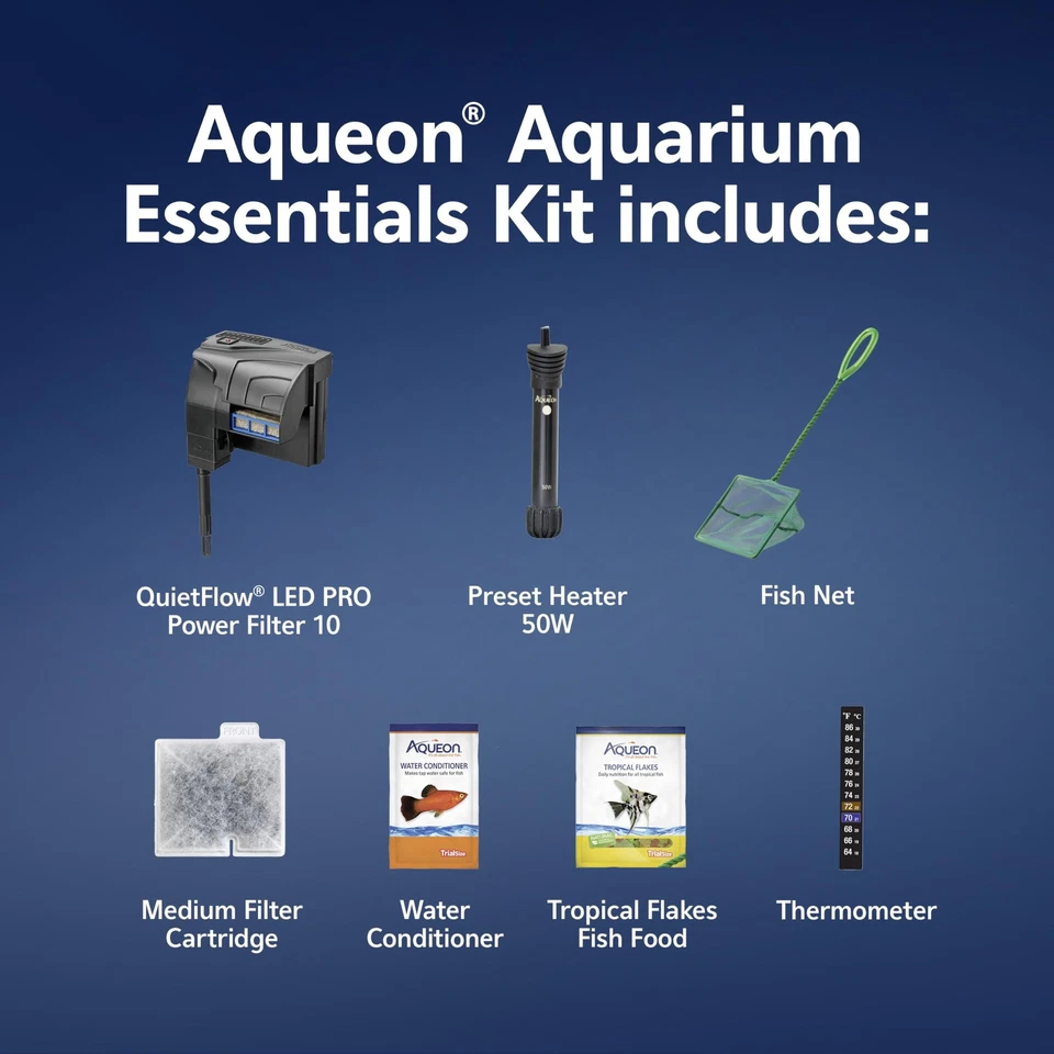 Kit de inicio para acuario de 10 galones | Filtro, calentador, red, termómetro y alimentos Foto 4 de 4