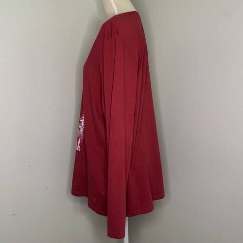 Life is Good BREATHE burgundy red forest w/ moon long sleeve V neck tee size XL - Picture 4 of 6