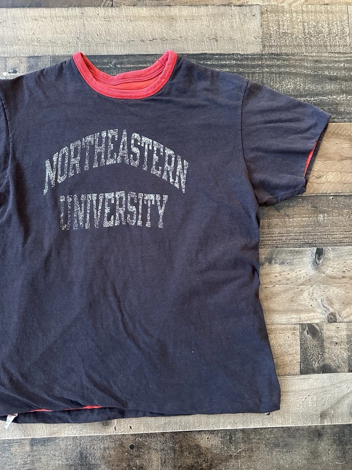 Camisa Vintage Años 80 Campeón Doble Cara Northeastern University XL Foto 3 de 4