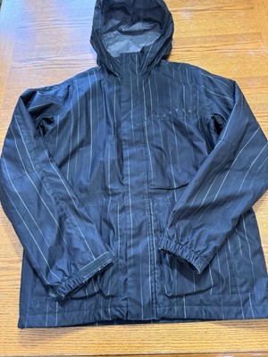Burton Dryride Snowboard Jacket Men S Black Pinstripe Hood Winter Ski