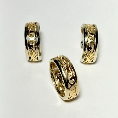 Sultan Hawaii Na Hoku 14K Two Tone Gold Nalani Earrings Size 6.25