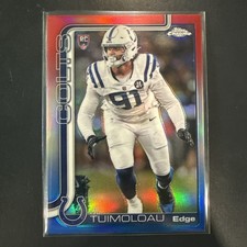 2025 Topps Chrome Football JT Tuimoloau #356 Rookie Red/White/Blue Refractor RC