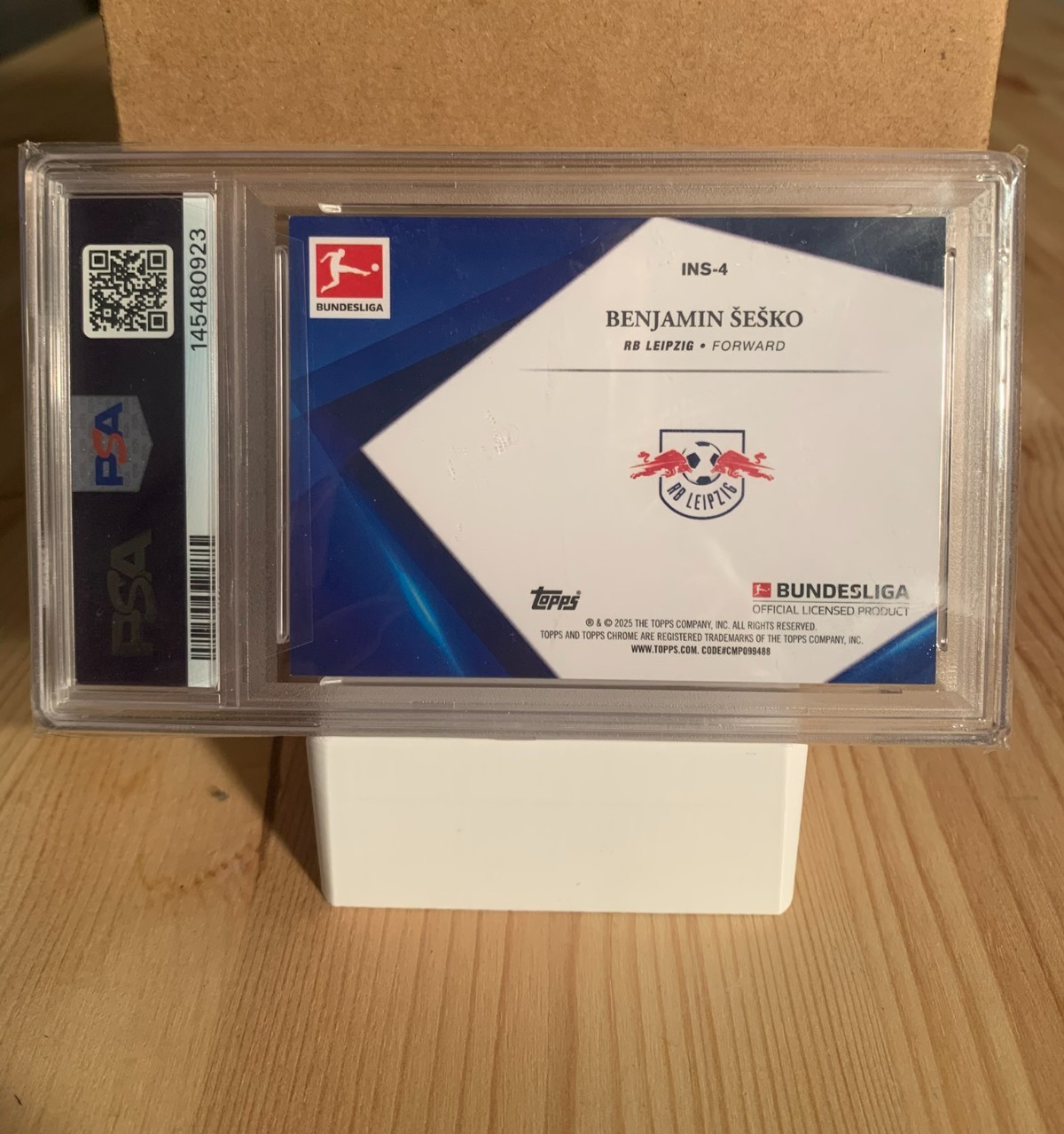 2025-26 Topps Chrome Bundesliga Benjamin Sesko Infinite Superfractor 1/1 PSA 8 view 2