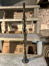 vintage antique silver wood clarinet