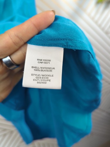 EQUIPMENT FEMME Aqua Blue 100% Silk Collared Sleeveless Blouse Shirt Top S/P - Picture 5 of 6